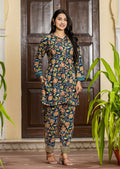 Kaajh Women's Blue Floral Printed Viscose Rayon Kurta Pant Set