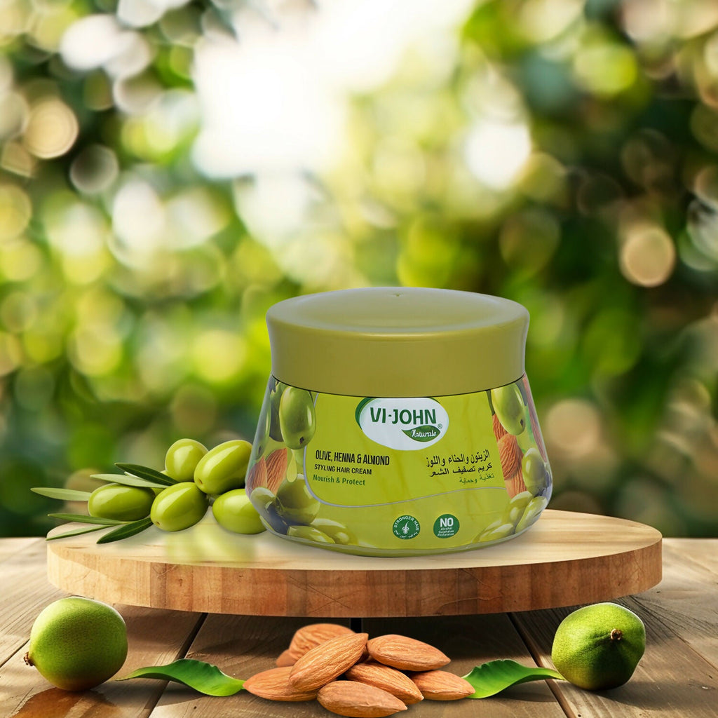 VI-JOHN Naturale Olive, Heena & Almond Styling Hair Cream Strength & Shine