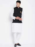Even Apparels Black Pure Cotton Nehru Jacket With Eid Insignia NJ-PW668-EID