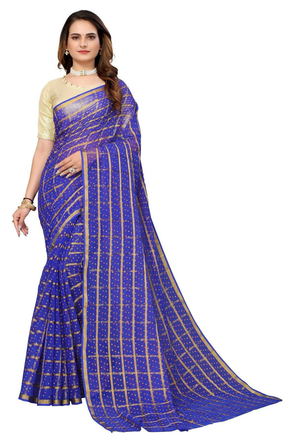 Vamika Blue Jari Work Chiffon Saree (GARVITA PURPLE)