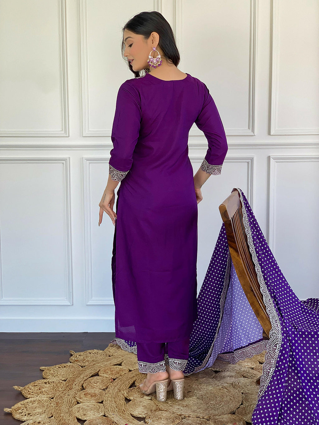 Partywear Designer ViscoseWine Stitched Suit With Dupatta - Tanisha