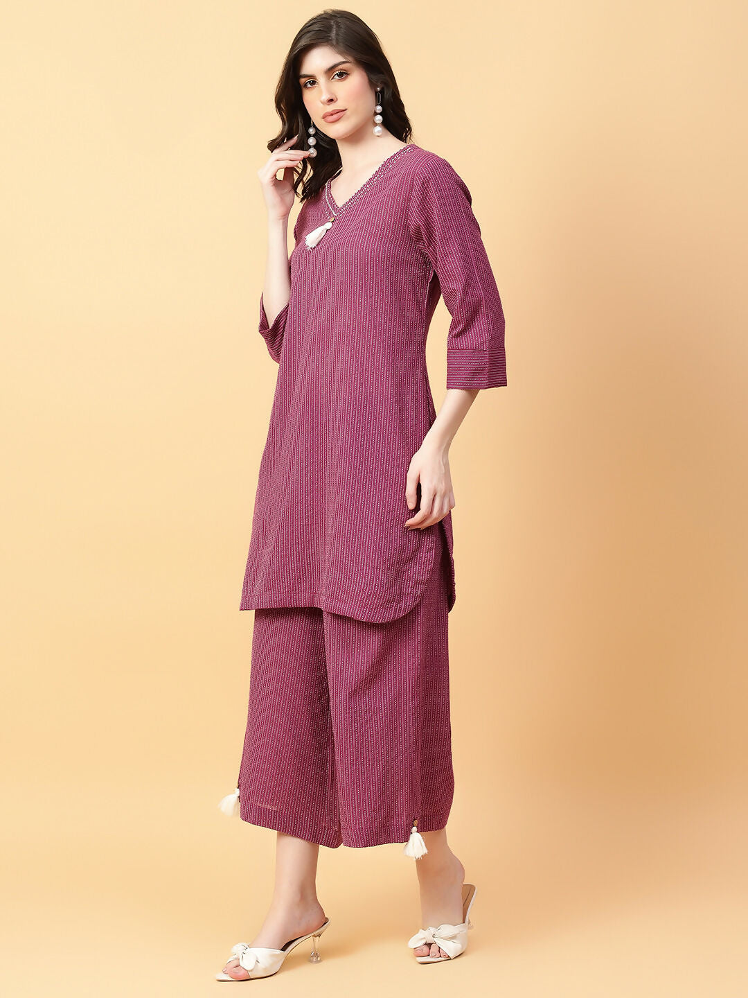 Joban Fashion Purple Cotton Khatha & Hand Work Co-ord Set