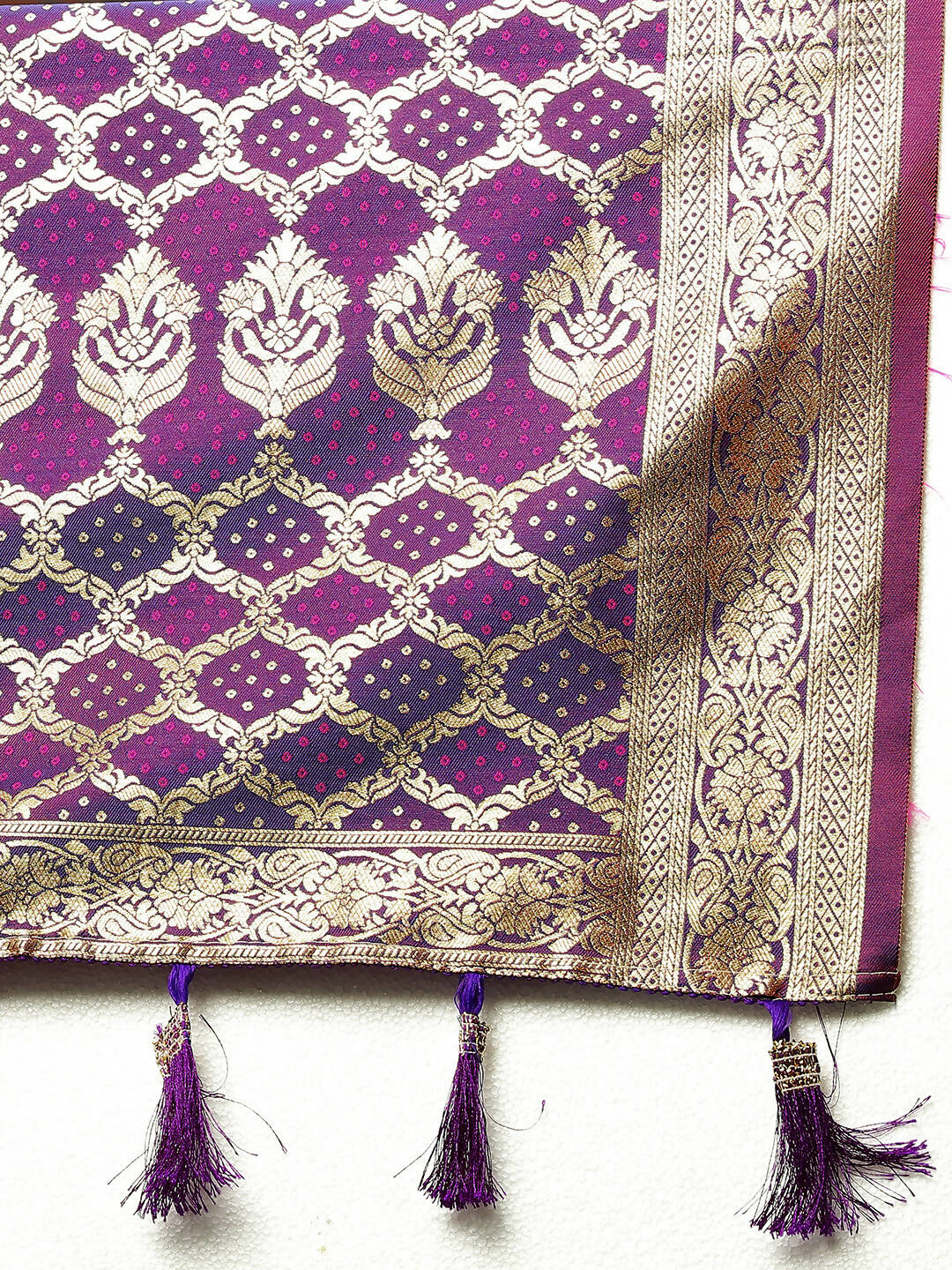 Lorenvalley Fashion Magenta & Wine Patola Silk Woven Design Meenakari Weaving Saree