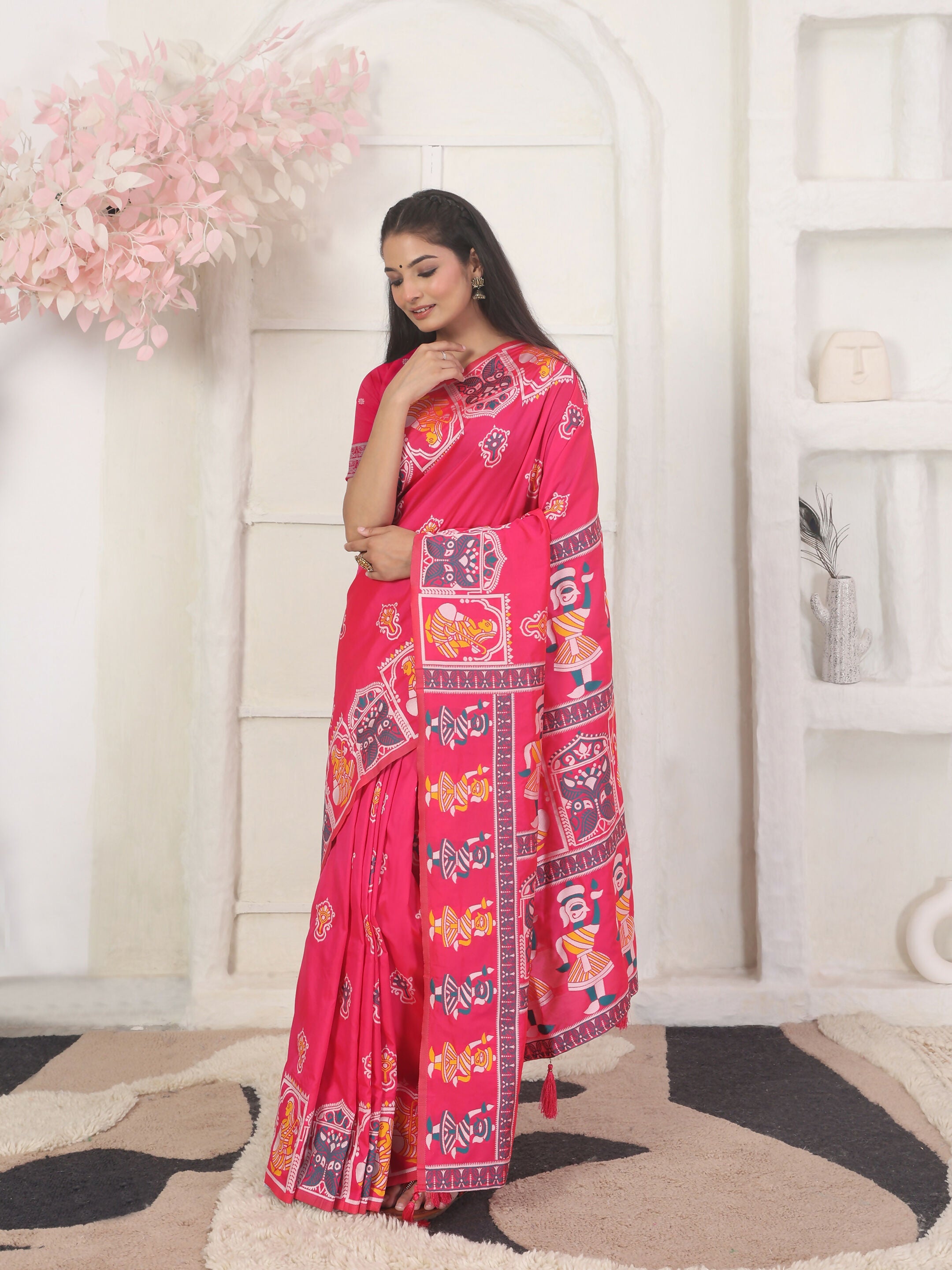 Shree Shyam Fashion Silk Blend Pink Saree