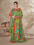 Aayaa Designer Winter Collection Printed Saree With Shawl - Multi Color