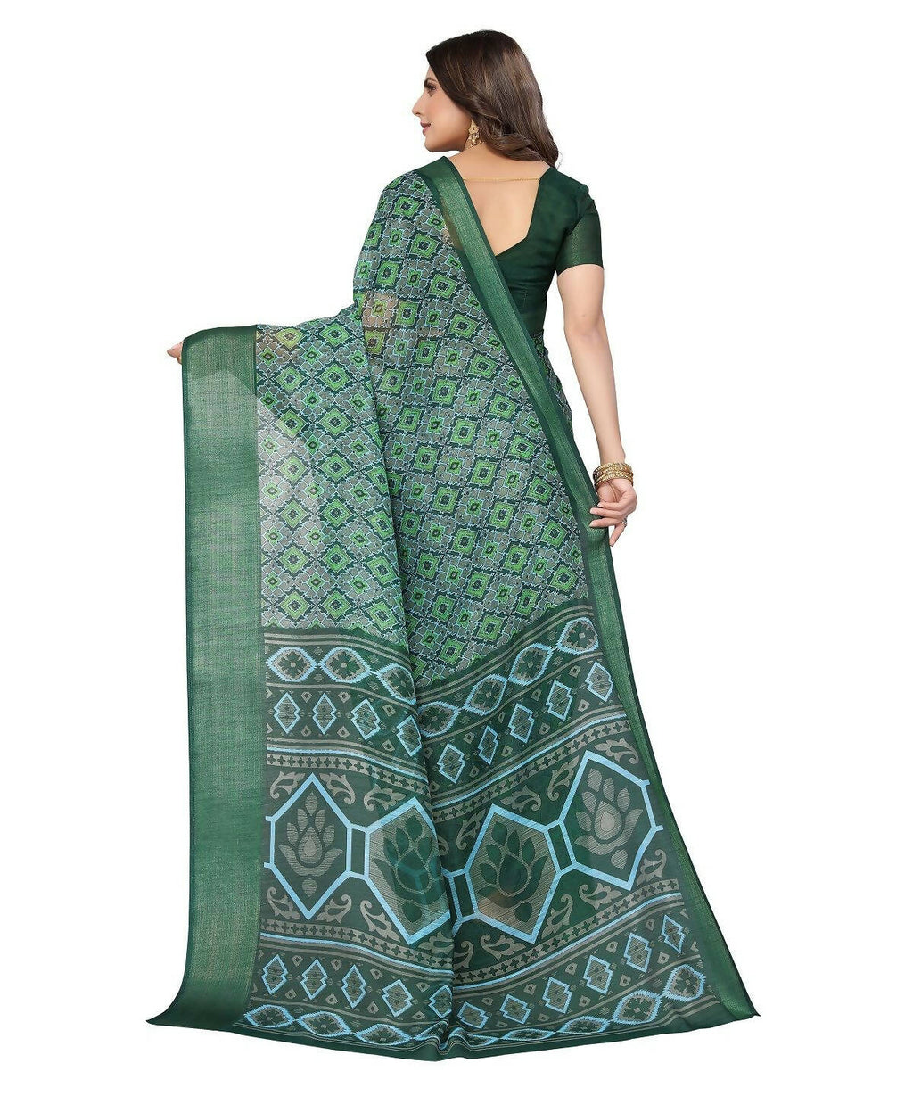Vamika Cotton Green Jari Border Bollywood Style Saree (VASU GREEN)