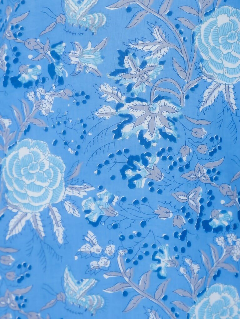 Aramya Straight Soft Cotton Floral Print Women's Kurta - Blue