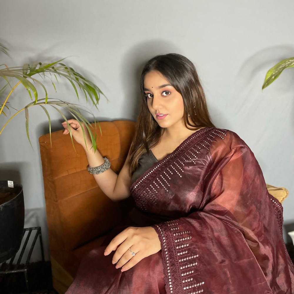 Vamsee Rinkle-Gotta Rama Organza Saree