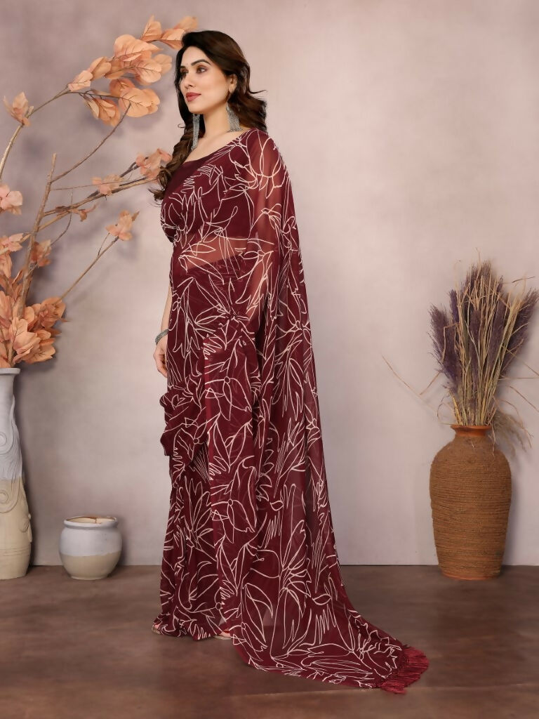 Partywear Designer Georgette Red Fancy Saree - Durga