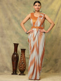 Orange Polyester Solid Ready to Wear Saree with stitched Blouse - Aayan