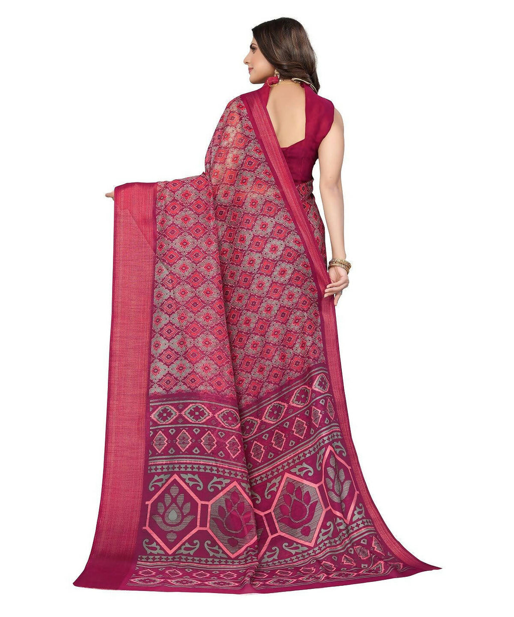 Vamika Cotton Pink Jari Border Bollywood Style Saree (VASU PINK)