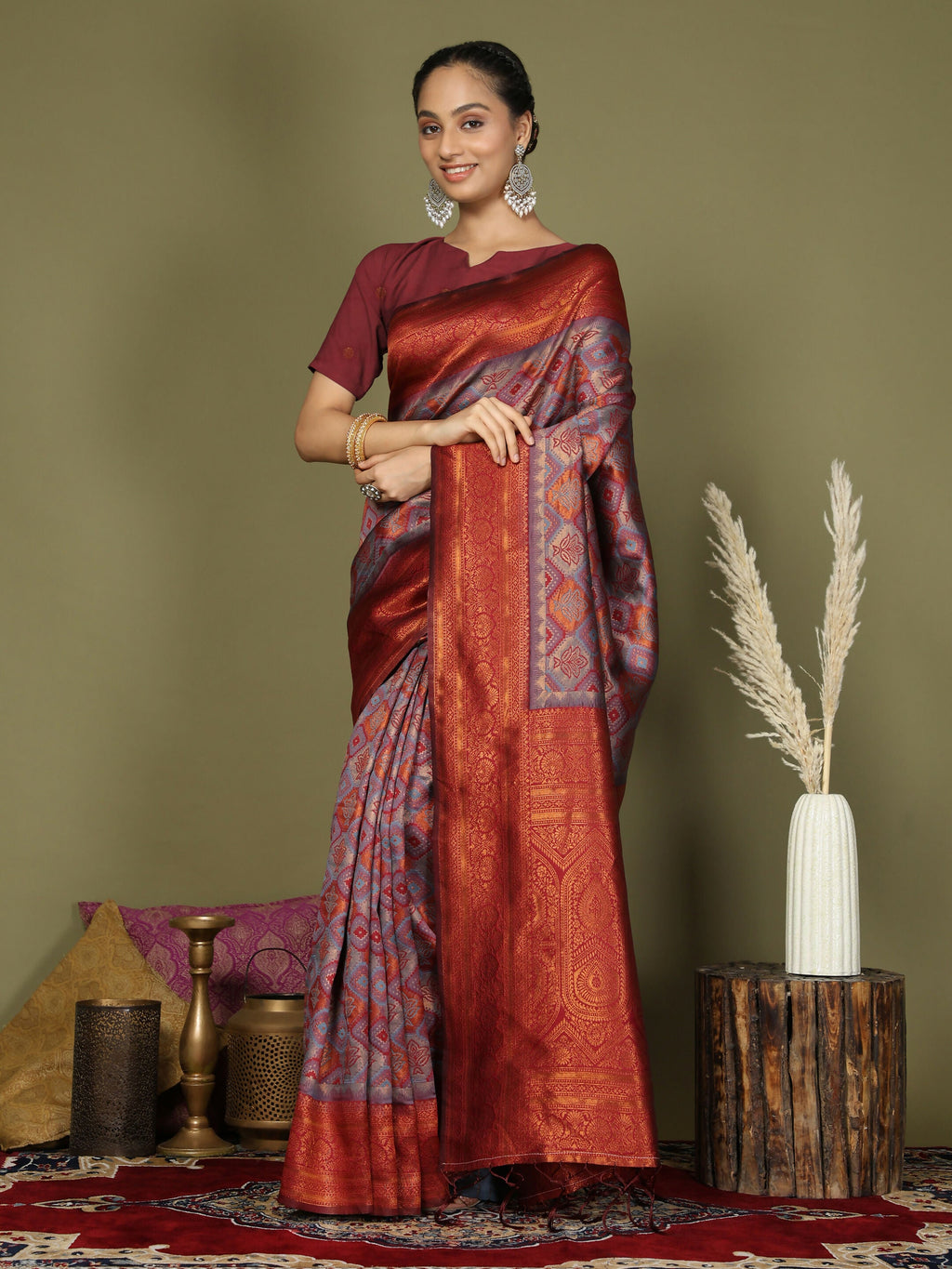 Shree Shyam Fashion Lichi Silk Grey Saree