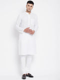 Even Apparels White Pure Cotton Men Kurta With Band Collar