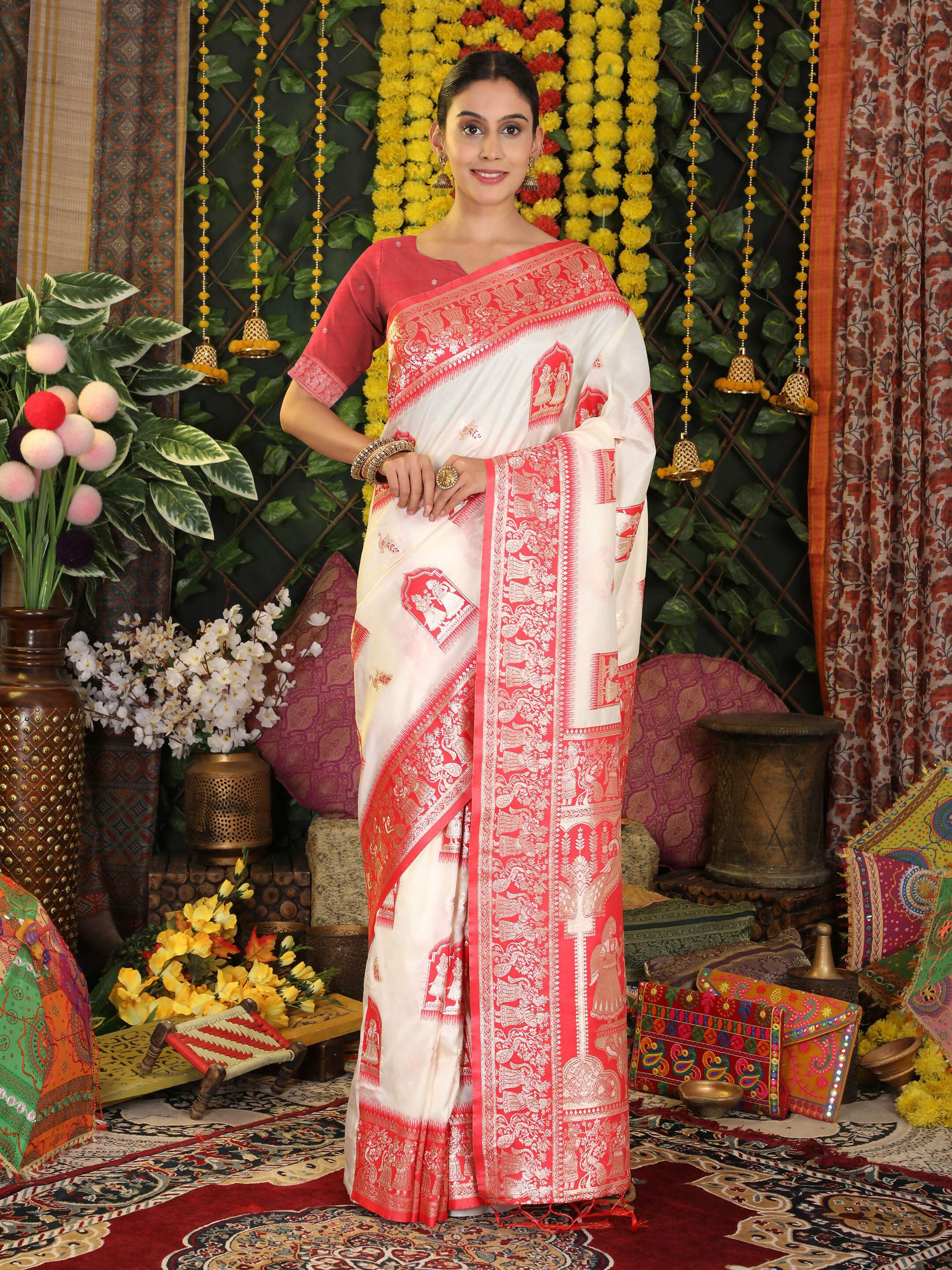 Shree Shyam Fashion Silk White Saree