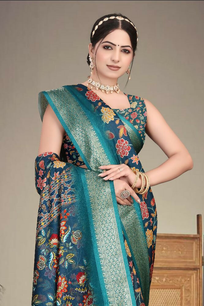 PR Fashion Multi Heavy Rich Cotton Silk Digital Print & Jacquard Saree