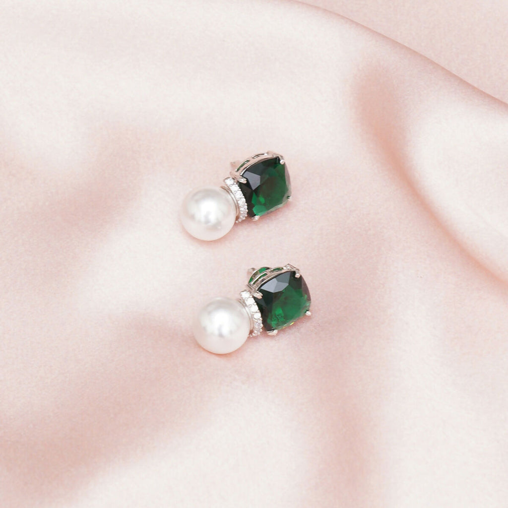Jade Pearl Studs- Ruby Raang