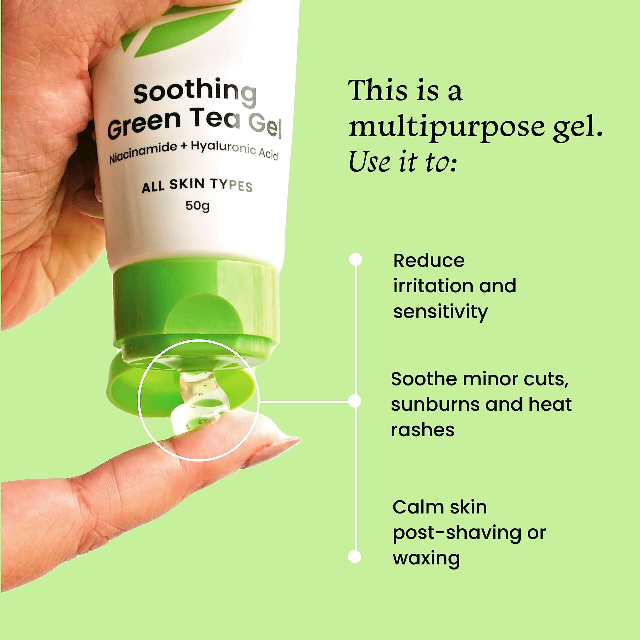 Foxtale Essentials Green Tea Oil-Free Gel Face Moisturizer - Hydrates, Brightens And Prevents Acne