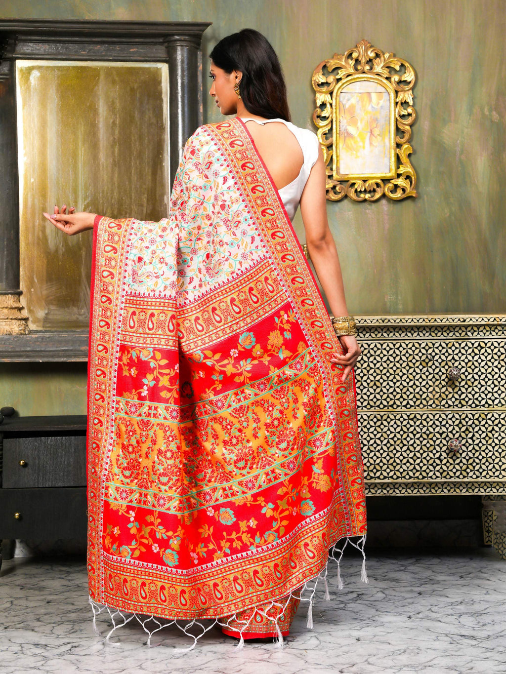 Shree Shyam Fashion Linen Cotton(Woven Work) Multicolour Saree