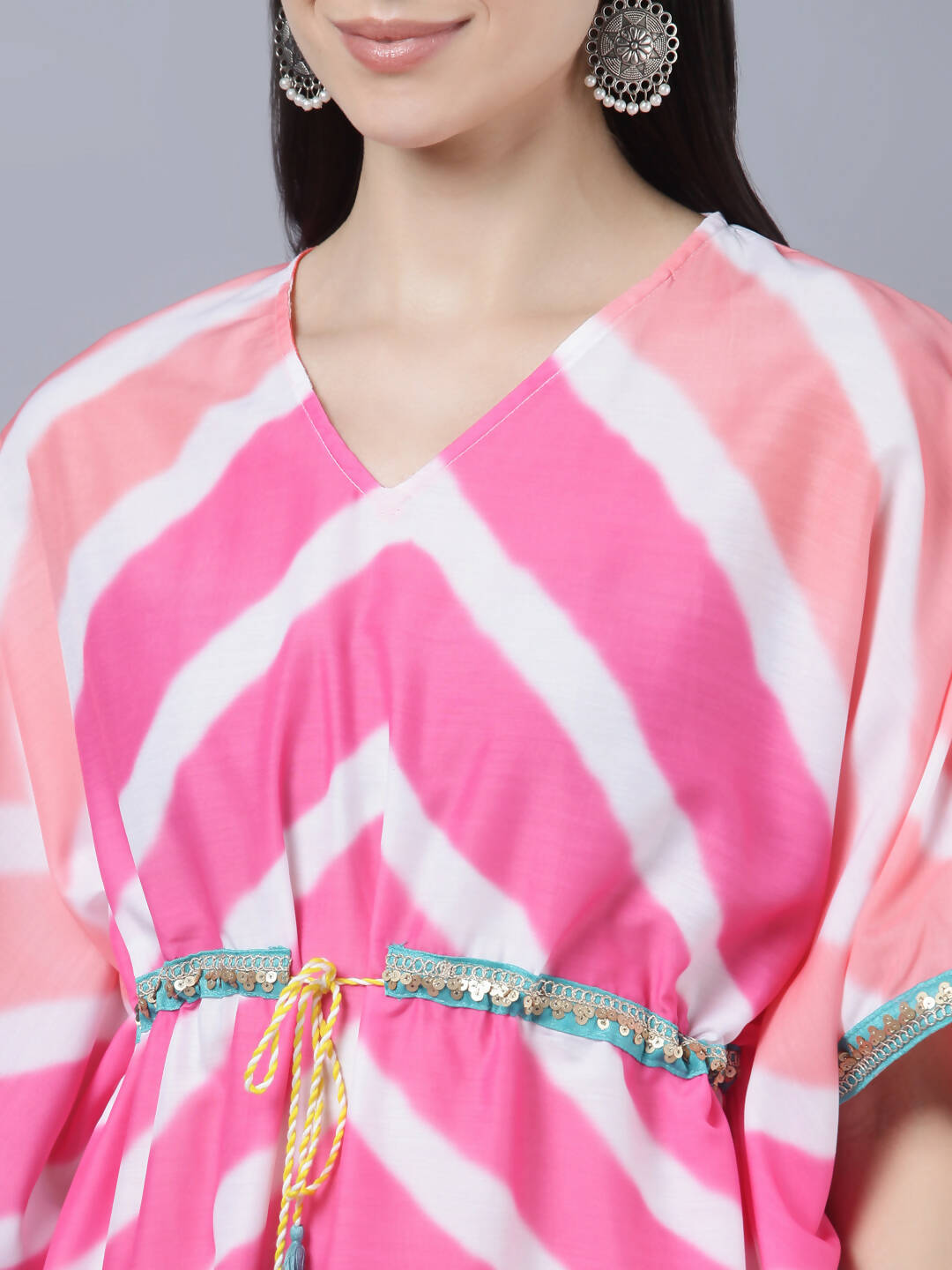 Myshka Women's Multicoloured Striped Kaftan Dress