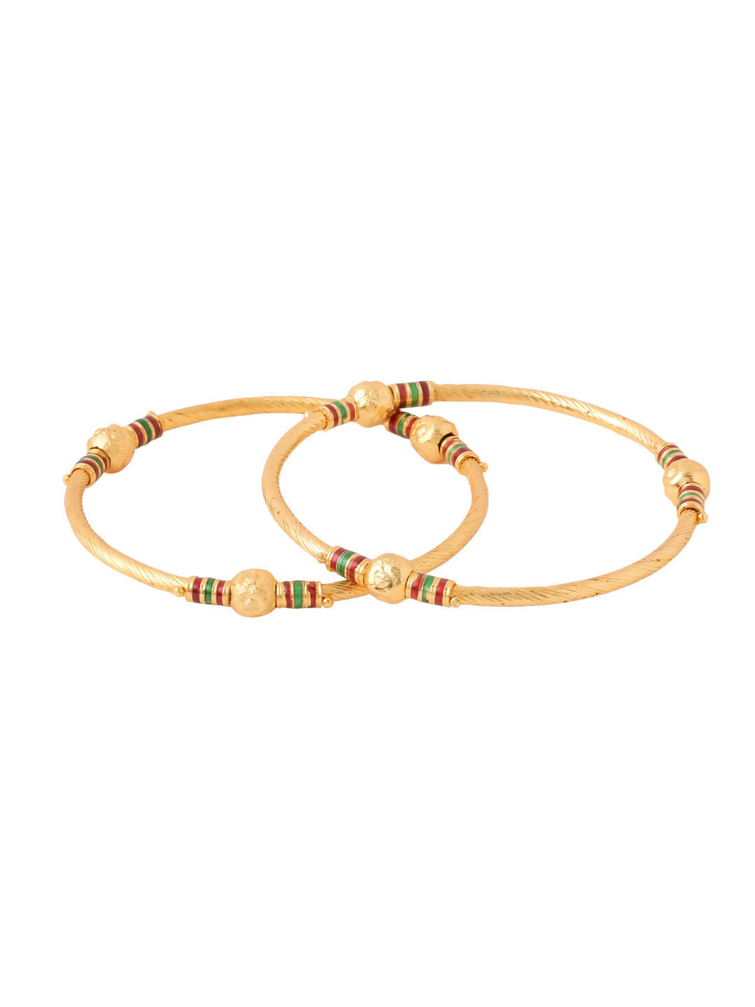 NVR Women Set of 2 Gold-Polished Traditional Bangles