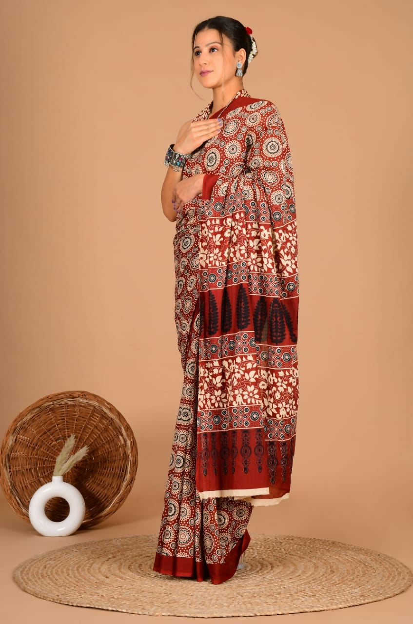 Exclusive Collection Pink Beautiful Mulmul Cotton Saree