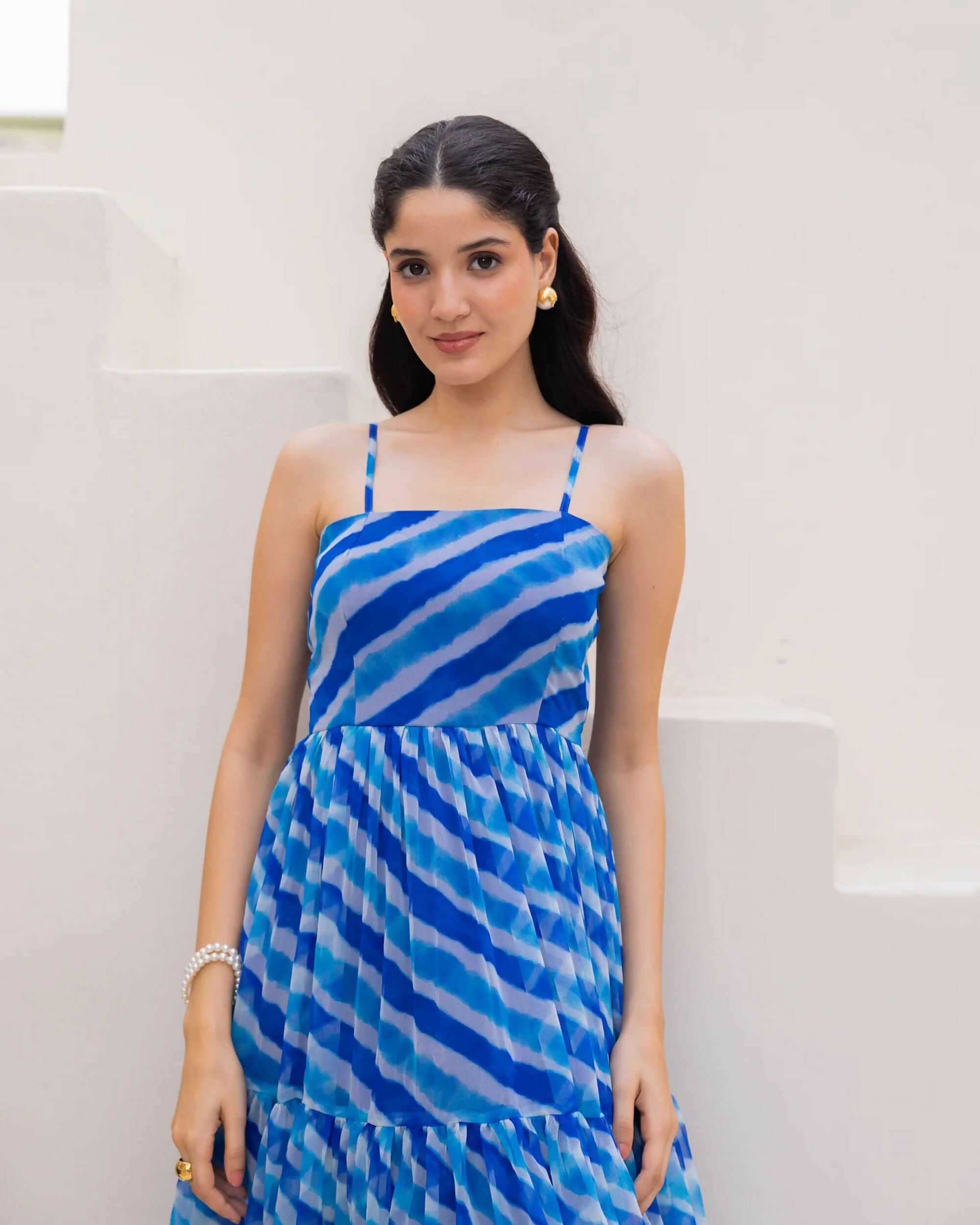 Aayaa Designer crape hand work Multi indo western - Blue