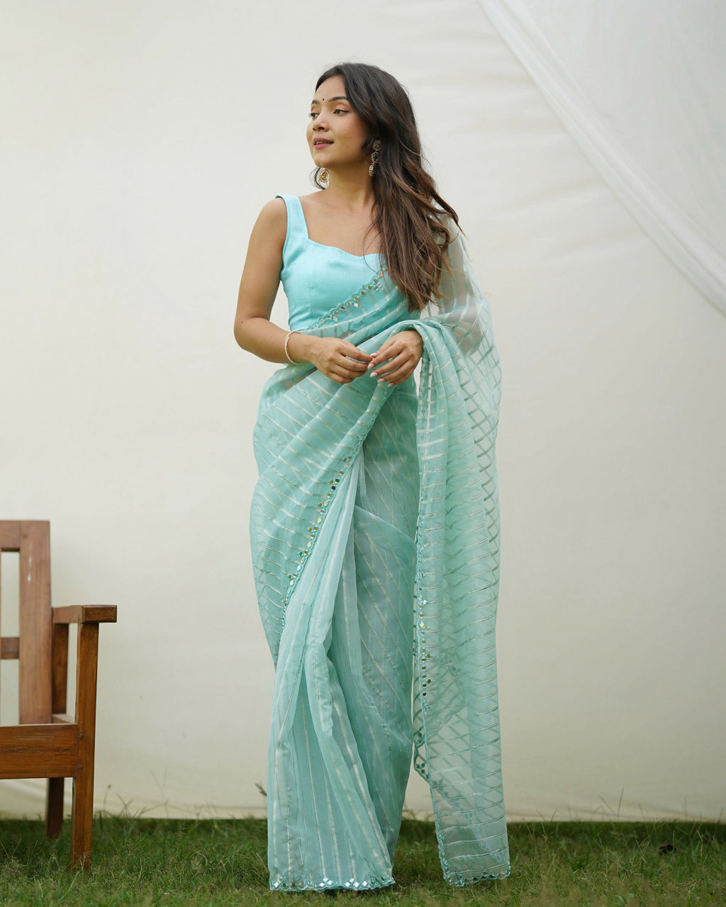 Vamsee Vijaysitara Sky Organza Saree