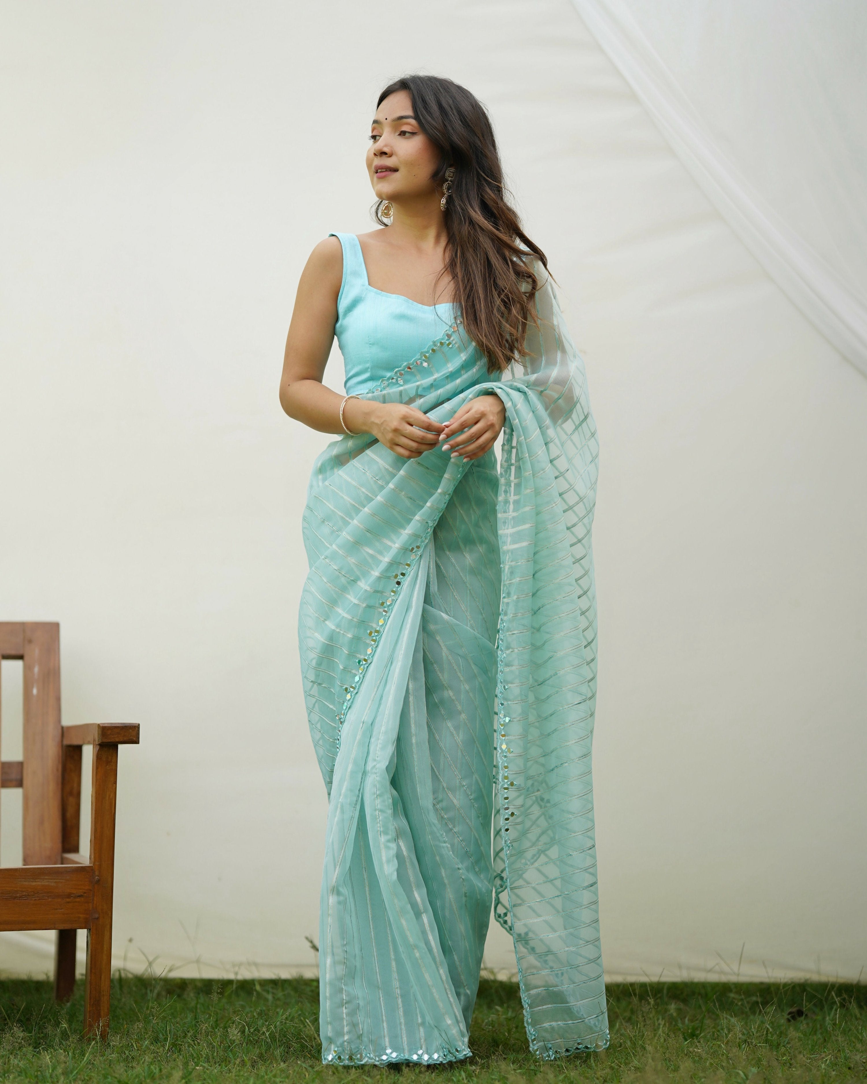 Vamsee Vijaysitara Sky Organza Saree