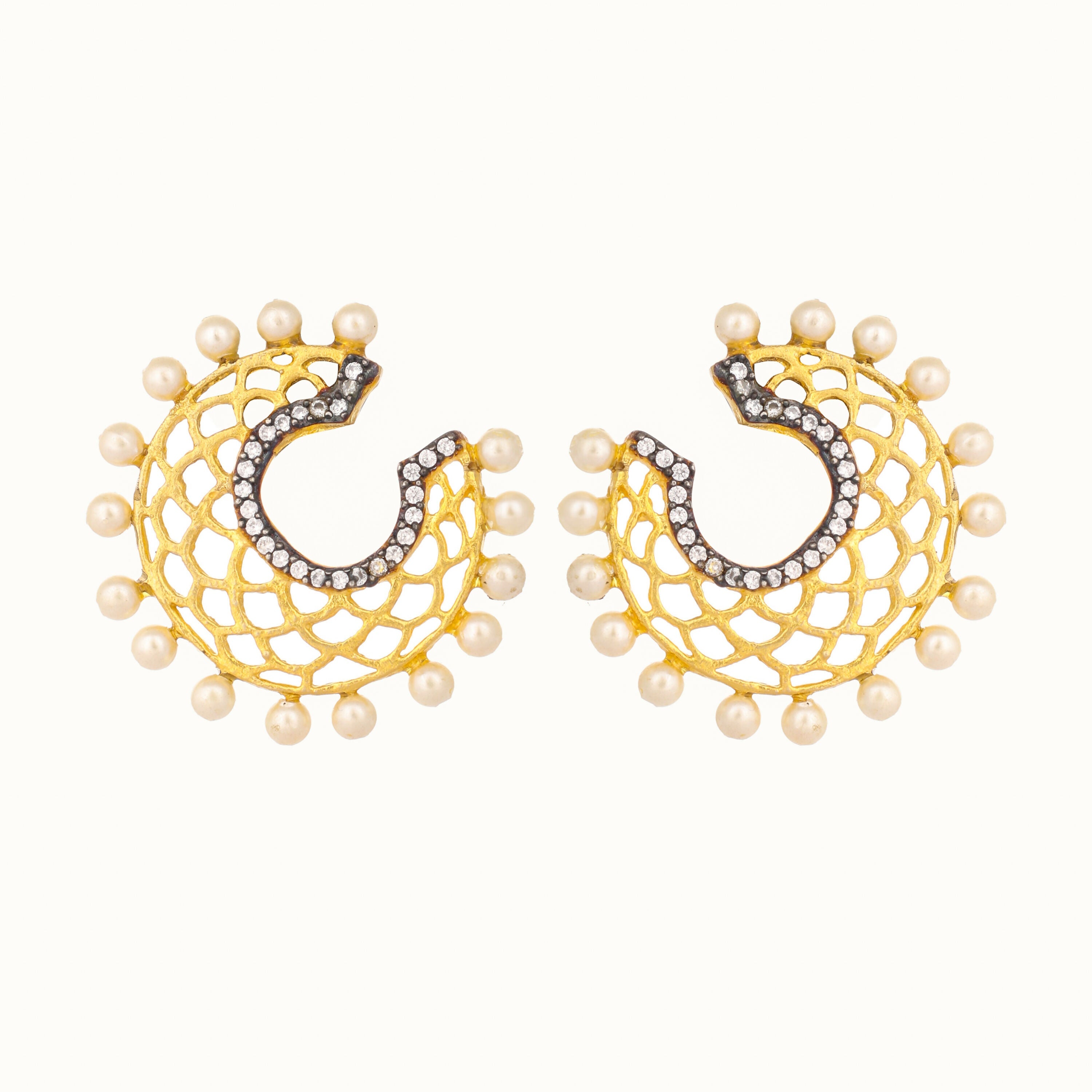 Nuyug 22K Gold Plated Celestial Filigree Earrings