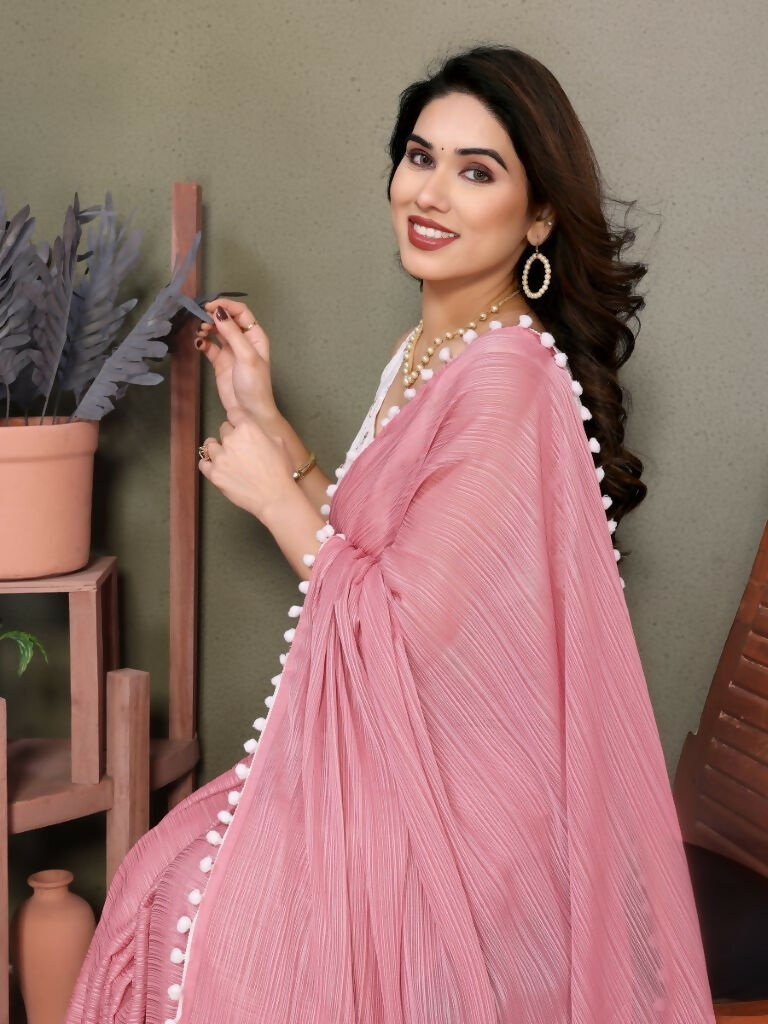 Designer Partywear Pink Banglor Fancy Saree - Kanak