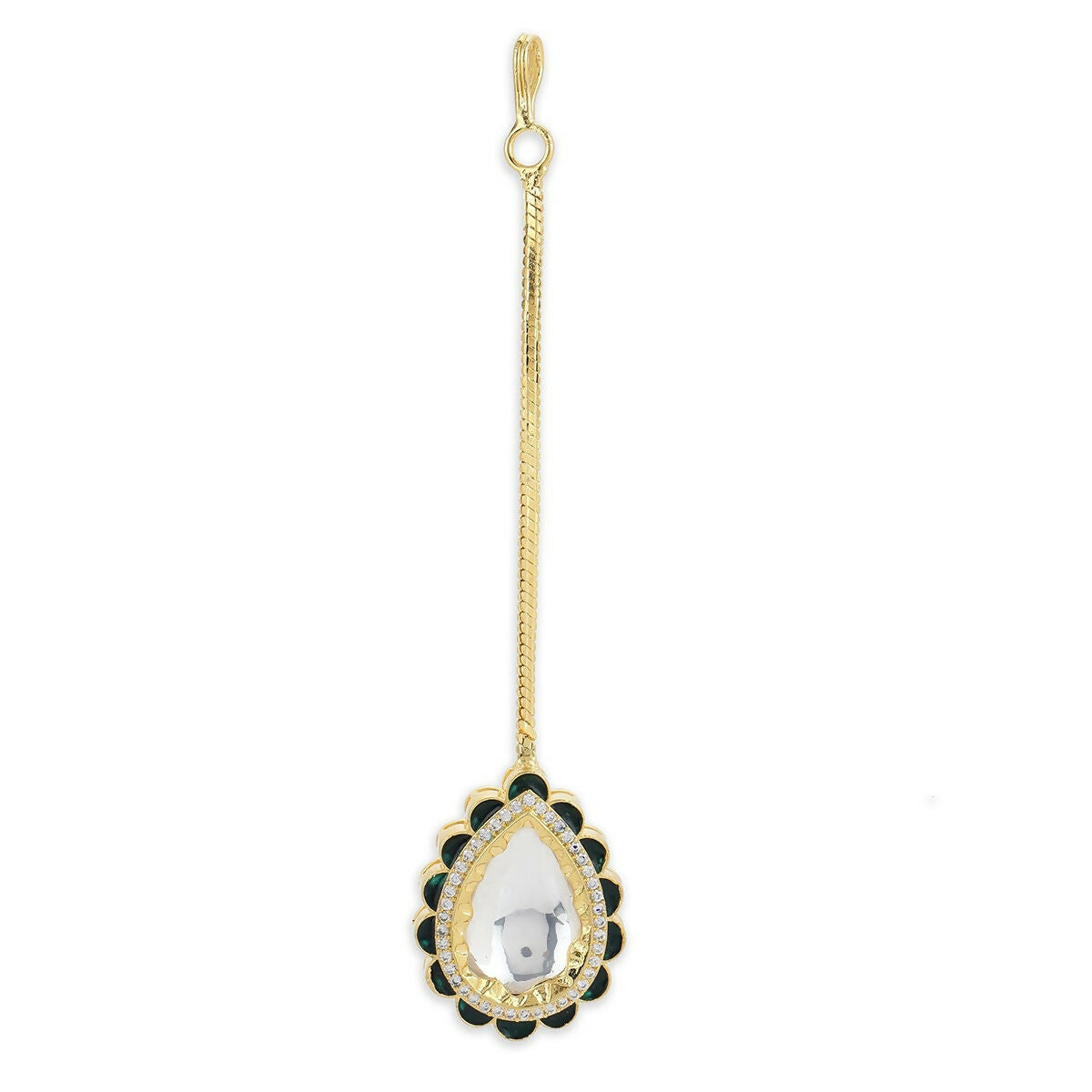 Teardrop Meenakari Kundan Maang Tikka- Ruby Raang
