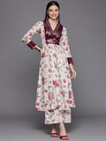 Ahalyaa Womens Beige Crepe Digital Printed Kurta Palazzo Set