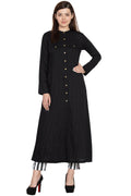 Women's Black Front Open Kurti With Straight Look - G & A Apparels