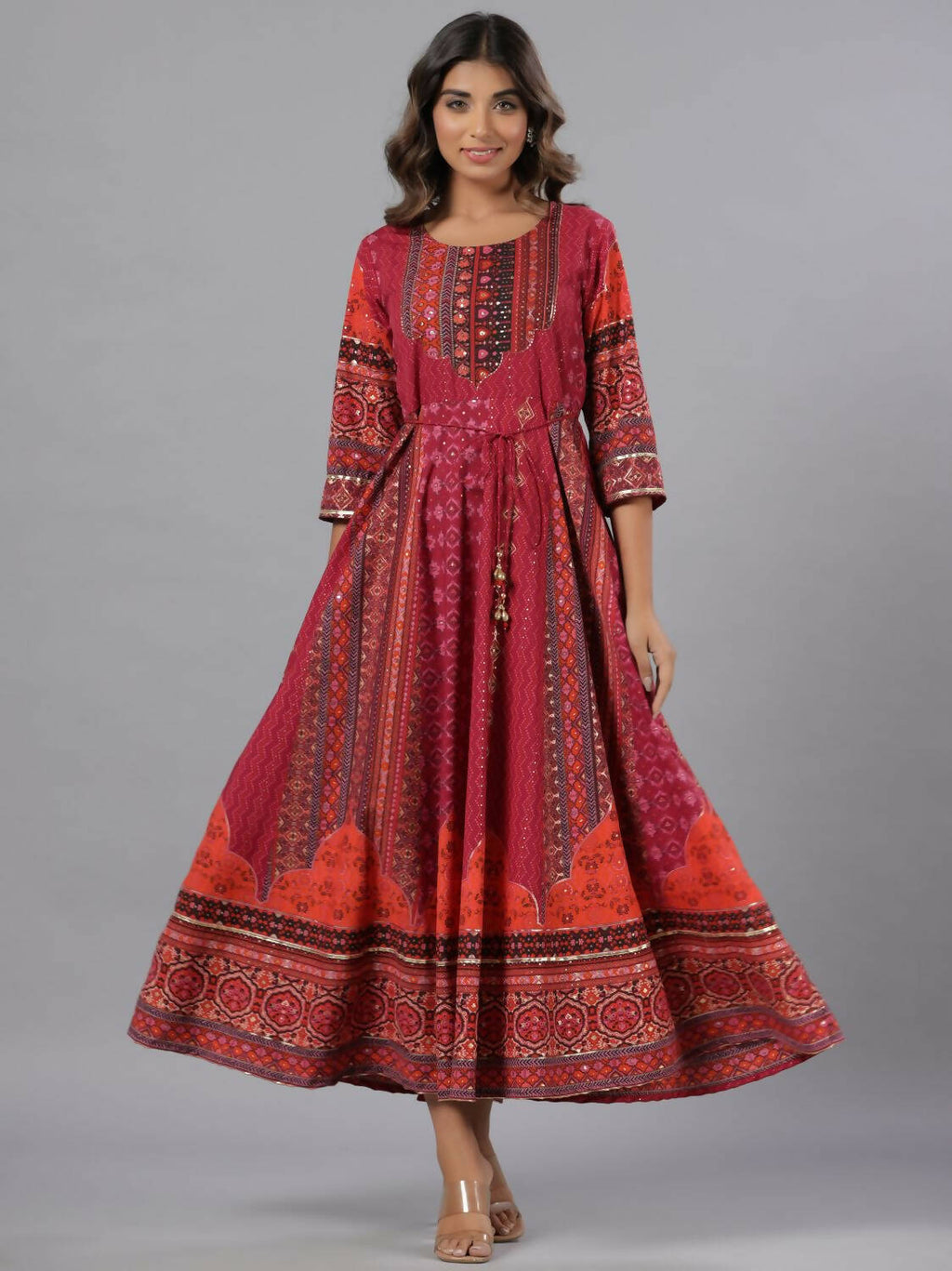 Juniper Women Plum Silk Printed Maxi Dress
