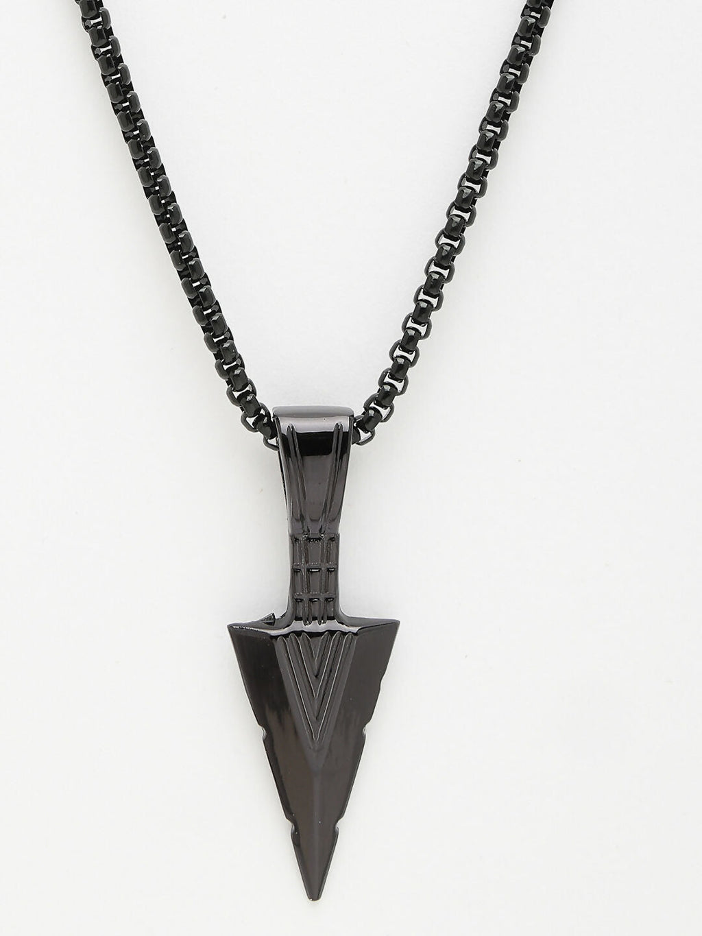 NVR Men's Set of 3 Multicolor Rhodium-Plated Arrow-Shaped Pendant With Chain