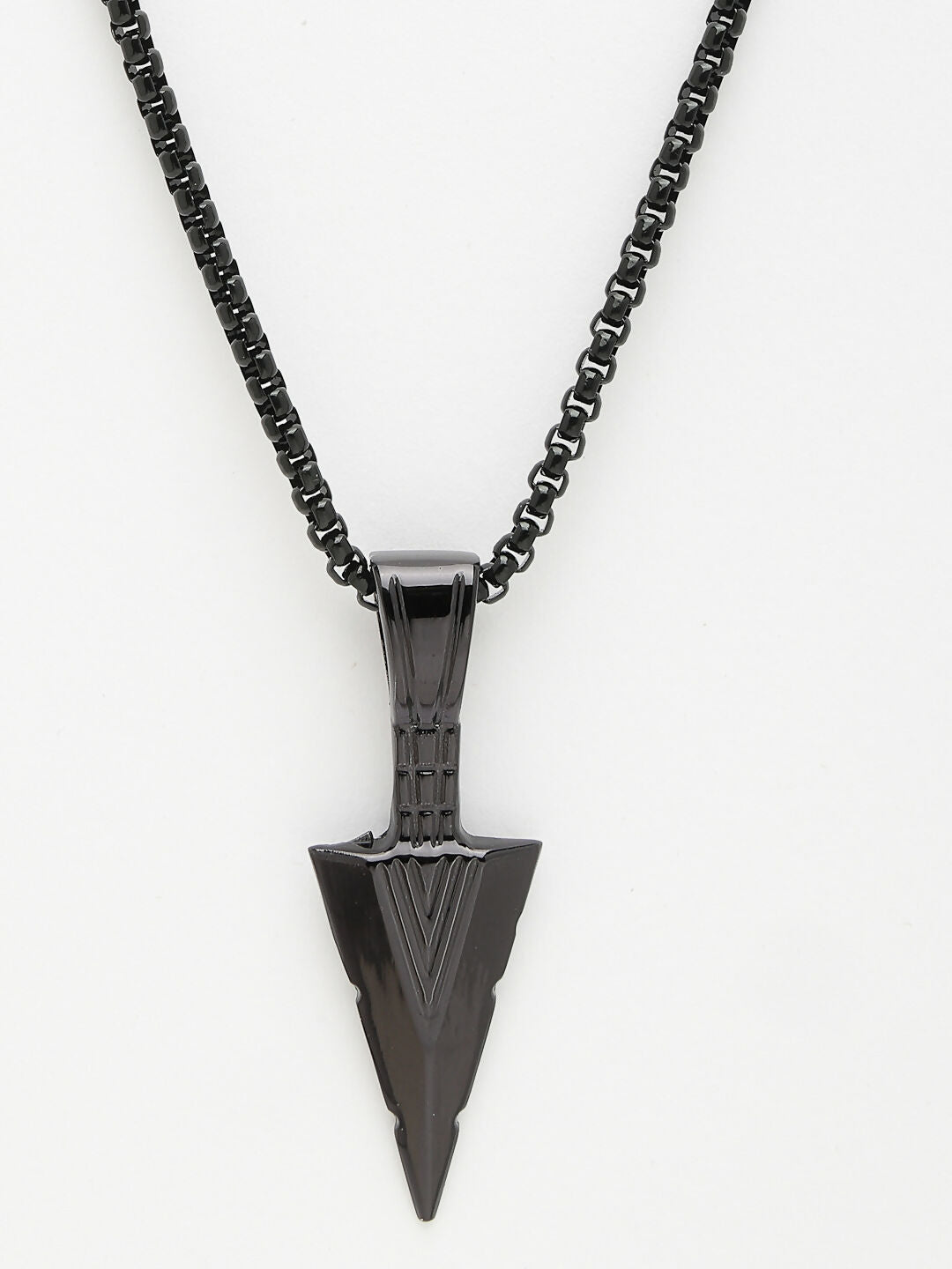 NVR Men's Set of 3 Multicolor Rhodium-Plated Arrow-Shaped Pendant With Chain