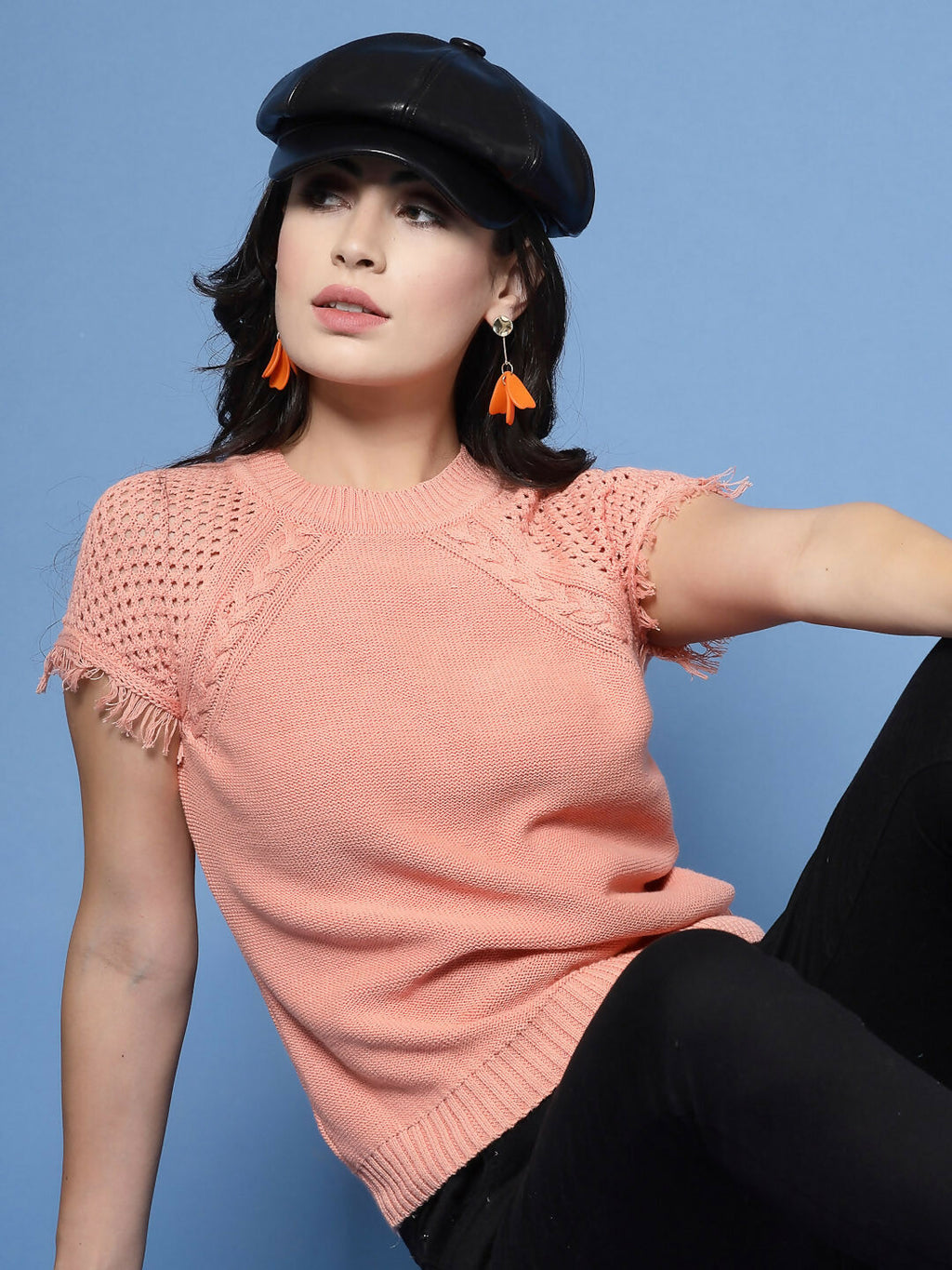 Women Winter Peach Cotton Pullover - Wool Trees