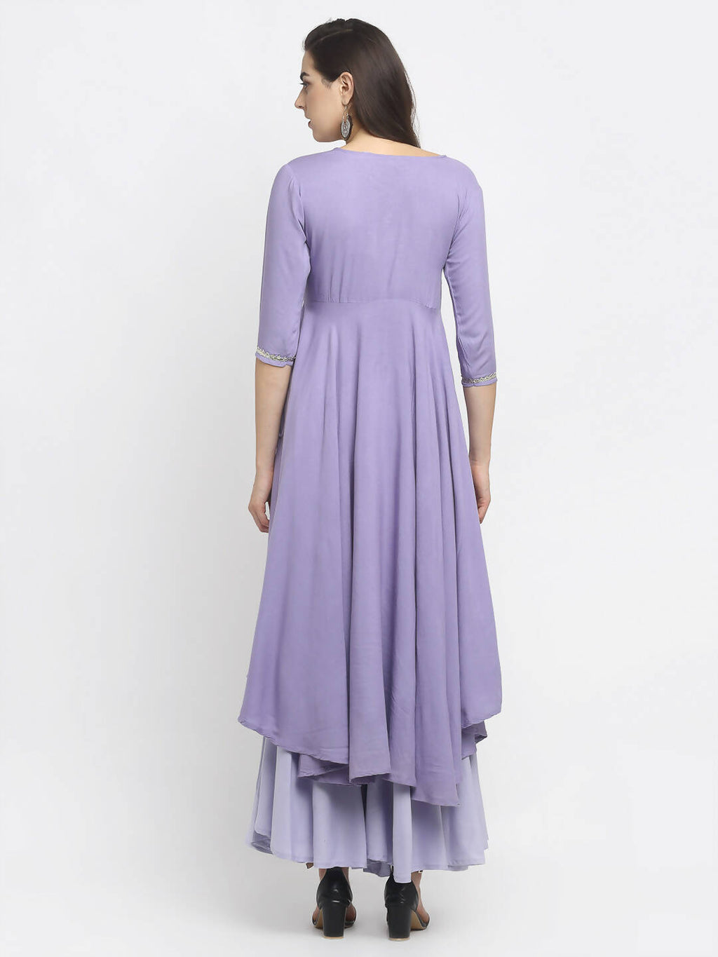 Rudra Bazaar Purple Angrakha Style Flared Kurta With Sharara