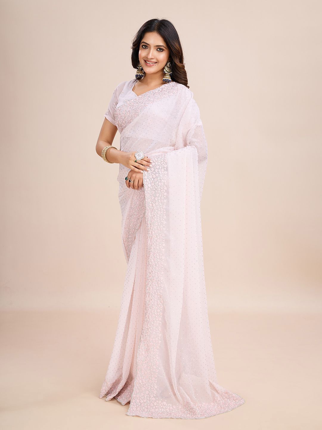 kasee Embellished Poly Georgette Ready to Wear Saree