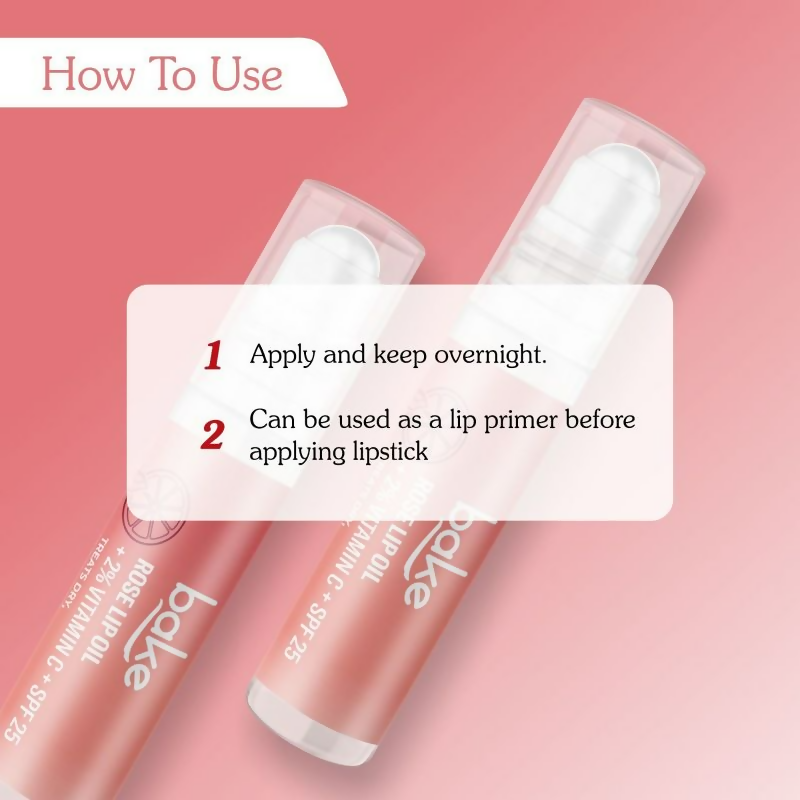 Bake 2% Vitamin C Tinted Rose Lip Balm Oil For Dark Pigmented Lips With SPF 25 PA+++