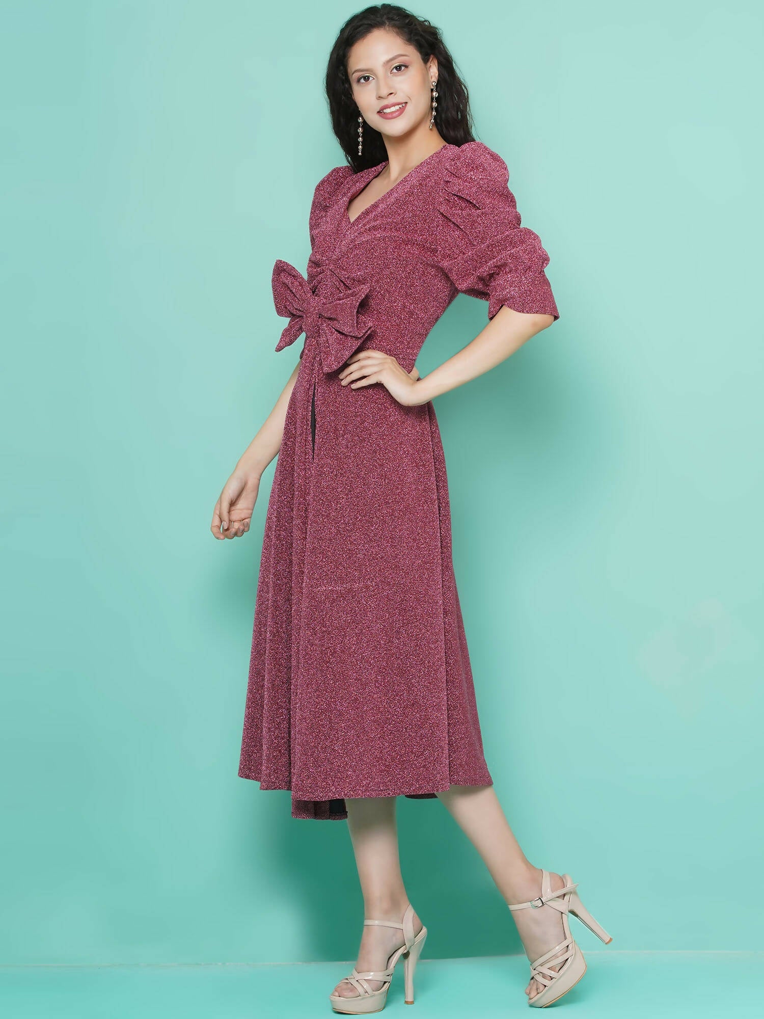 Women Republic Pink Dress with Attached Bow