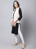 Even Apparels Cream 100% Viscose Rayon Open Front Gillet