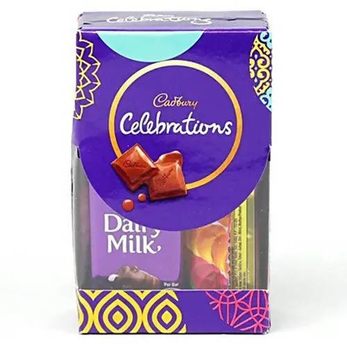 2 Stone Work Rakhis and Cadbury Celebrations Box