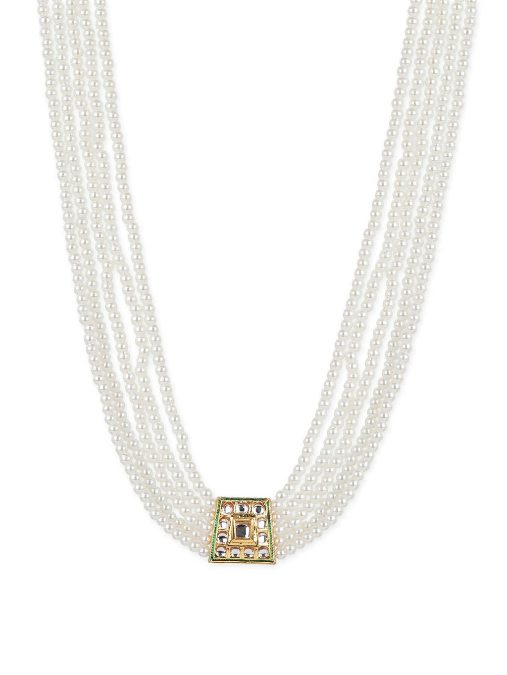 Gold-Toned White Brass Gold-Polished Necklace - Ruby Raang
