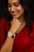 Joban Fashion Red Brass Ad With Monalisa Stone Beaded Bracelet