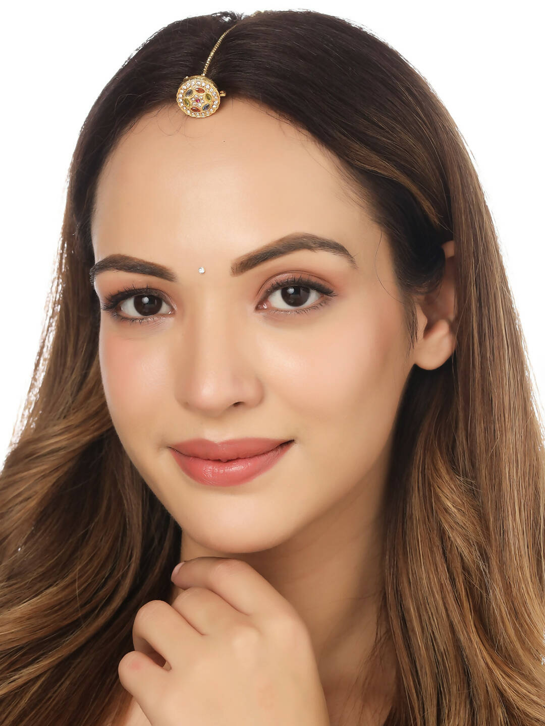 NVR Women's Trending Stylish Gold-Polished Maang Tikka