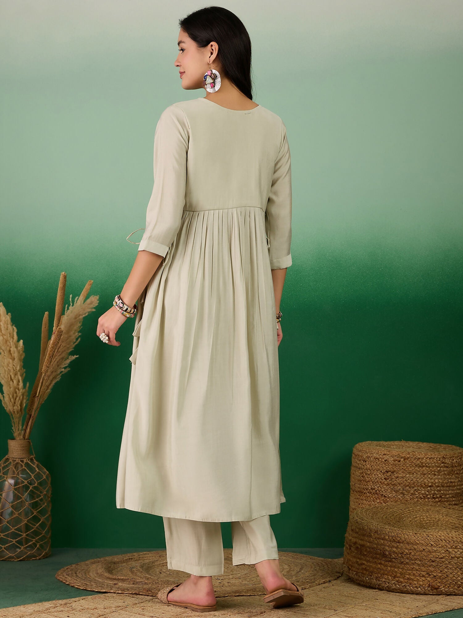 Green Embroidered Muslin Kurta and Trouser - Berlin
