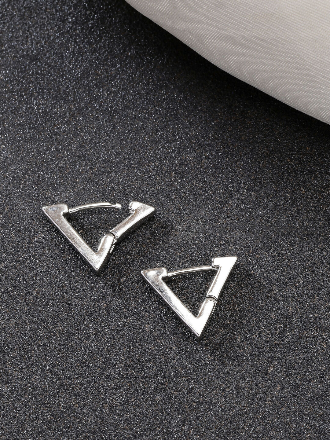 NVR Men's Set of 3 Multicolor Rhodium-Plated Geometric Shape Stainless Steel Studs Earring