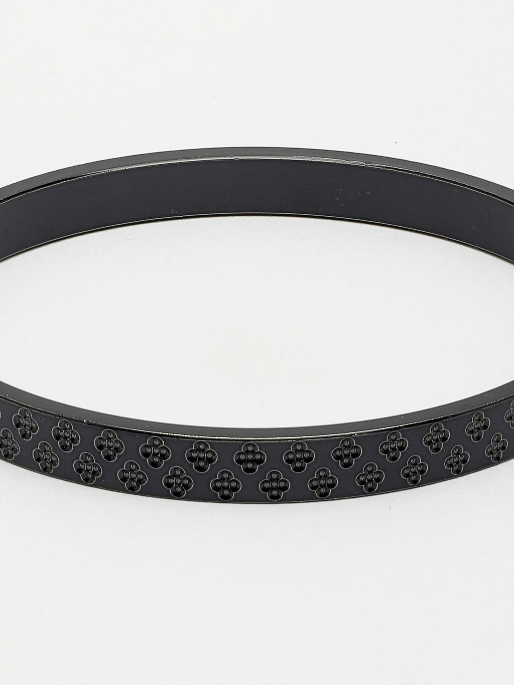 NVR Men's Black Rhodium-Plated Stainless Steel Kada Bracelet