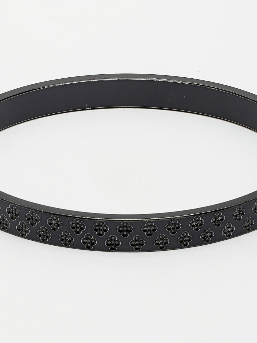 NVR Men's Black Rhodium-Plated Stainless Steel Kada Bracelet